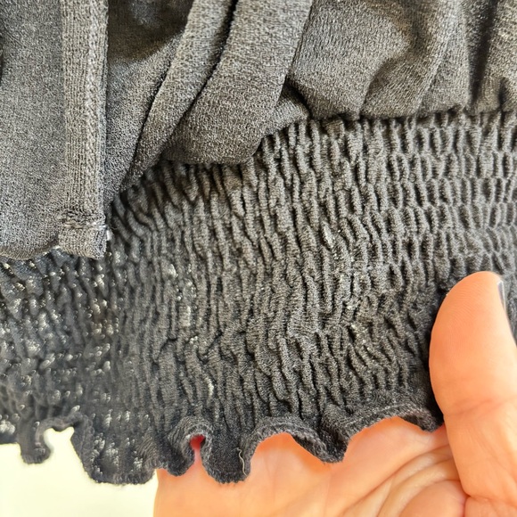 Topshop Black Machine Smocked Crop Top Size 14 Y2K - Picture 4 of 7